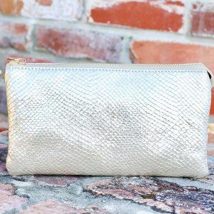 Champagne Snake print crossbody/wristlet bag